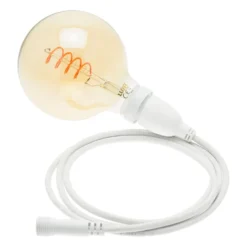 Lampadina da 4 Watt globo Ø 125 mm a sospensione, led a spirale, 3 metri di cavo bianco