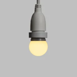 Lampadina da 1,2 Watt globo Ø 45 mm in plastica bianca a sospensione, 2 metri di cavo bianco