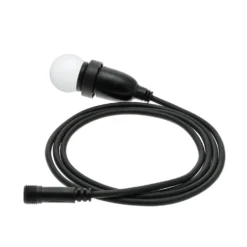 Lampadina da 1,2 Watt globo Ø 45 mm in plastica bianca a sospensione, 3 metri di cavo nero