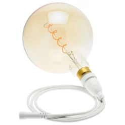 Lampadina da 4 Watt maxi globo Ø 200 mm a sospensione, led a spirale, 2 metri di cavo bianco