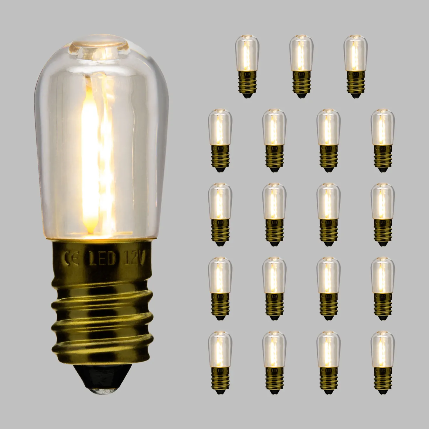 20 lampadine filament led bianco caldo E14