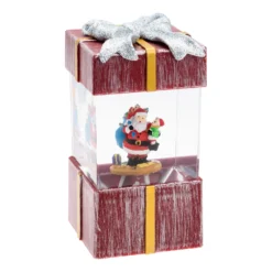 Lanterna Pacco Regalo rosso antico con glitter nell'acqua