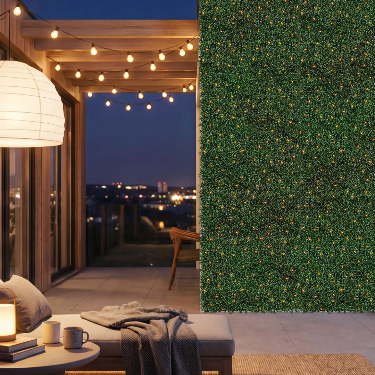 Pannello di Bosso artificiale verde scuro Green Wall Light, 16 maxiled Dual Color bianco caldo
