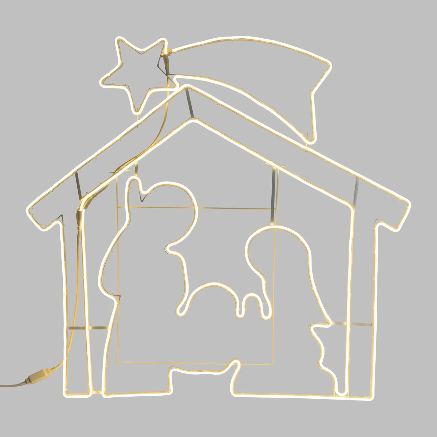Presepe effetto neon h 115 cm, led bianco caldo