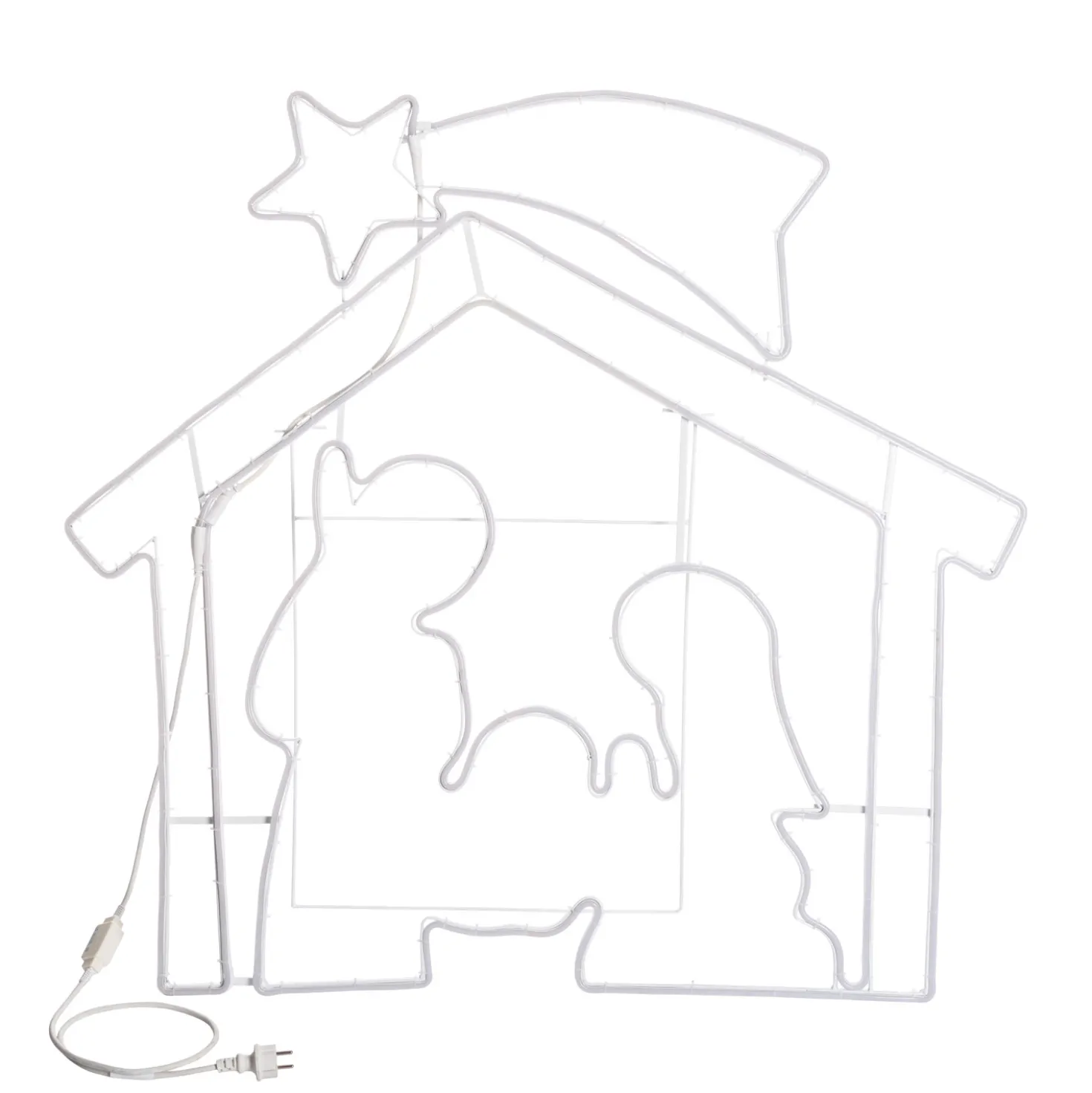 Presepe effetto neon h 115 cm, led bianco caldo