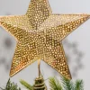 Puntale stella per albero di natale color champagne, led bianco caldo