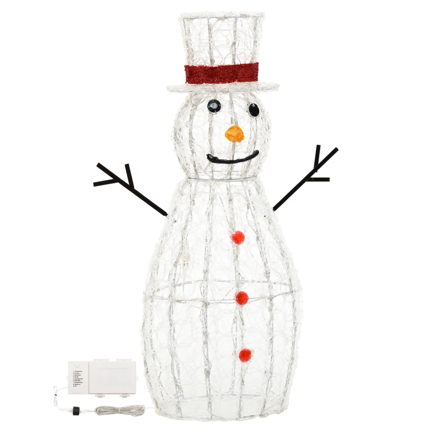 Pupazzo di Neve a batteria, h. 90 cm, led bianco freddo