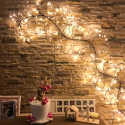 Ramo marrone 3 m, led bianco caldo