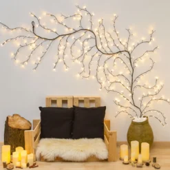 Ramo marrone 3 m, led bianco caldo