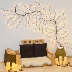 Ramo marrone 3 m, led bianco caldo