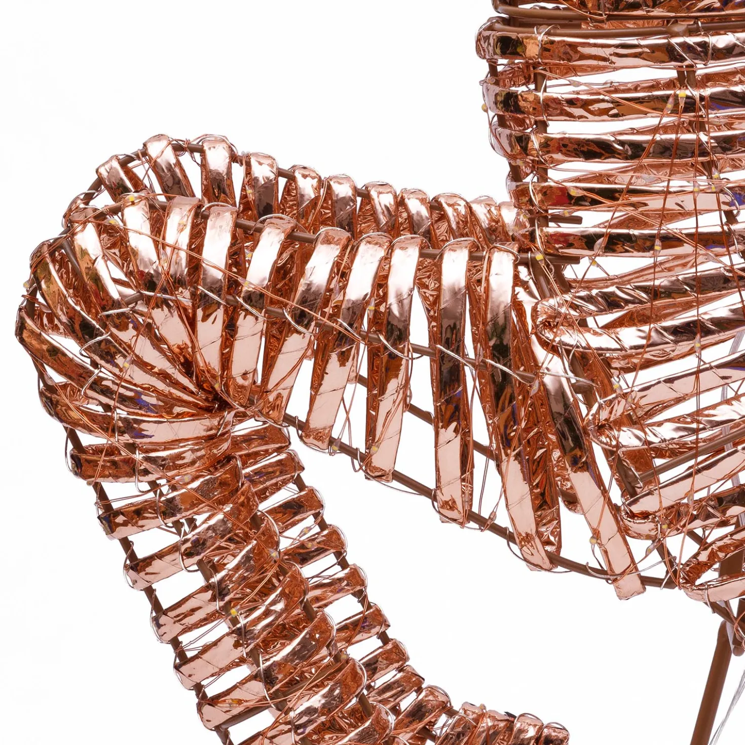 Renna che salta 3D Rose Gold, a coste, h 130 cm, 960 microled bianco caldo