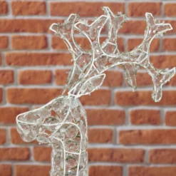 Renna con cristalli, h. 90 cm, led bianco freddo