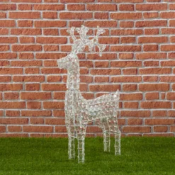 Renna con cristalli, h. 90 cm, led bianco freddo