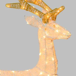 Renna con testa ruotata 3D Light Cream & Brown h 85 cm, 120 led bianco extra caldo