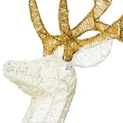 Renna con zampa alzata 3D Light Cream & Brown, h 125 cm, 240 Dual LED bianco extra caldo e bianco freddo