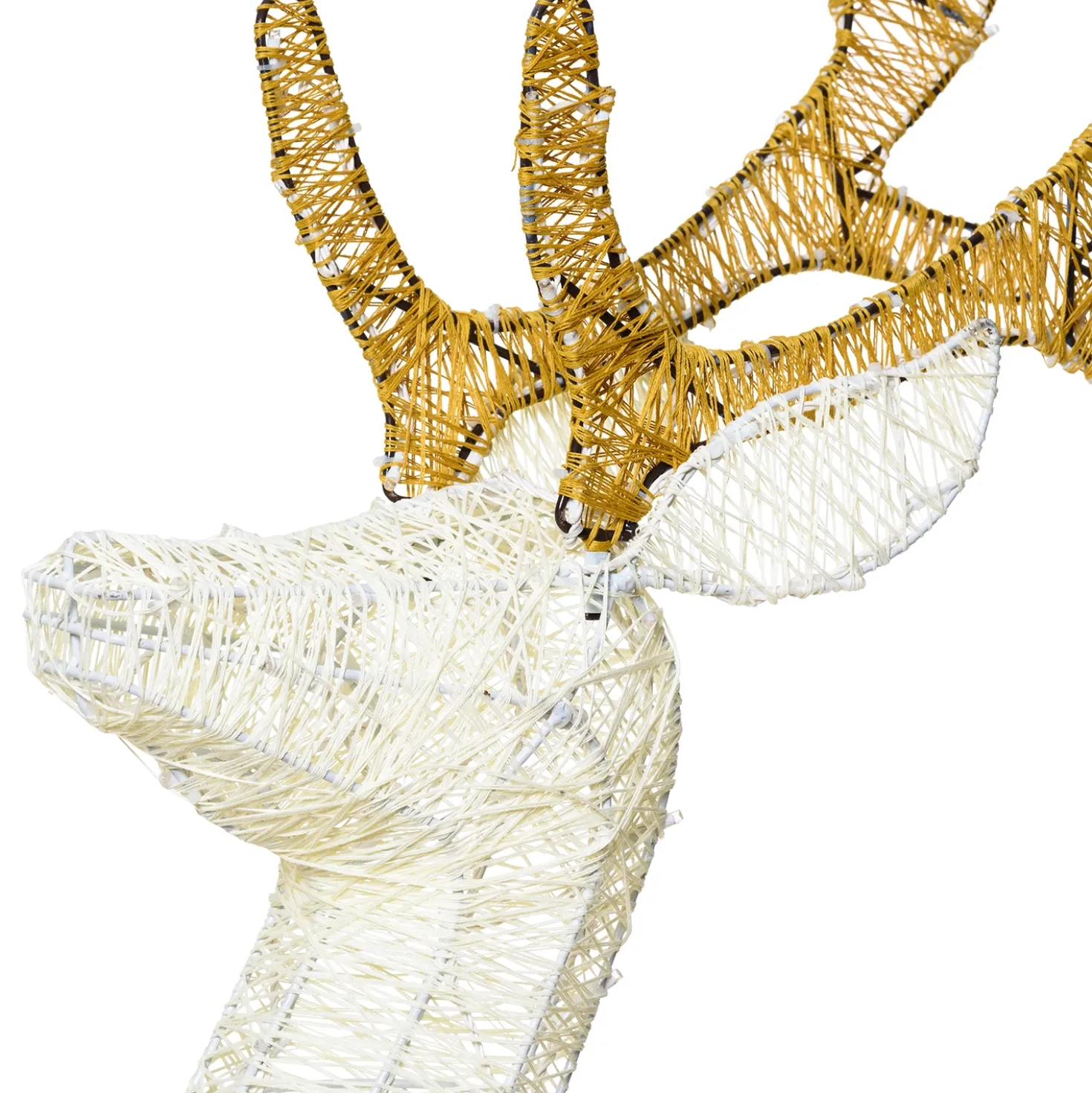 Renna con zampa alzata 3D Light Cream & Brown, h 125 cm, 240 Dual LED bianco extra caldo e bianco freddo