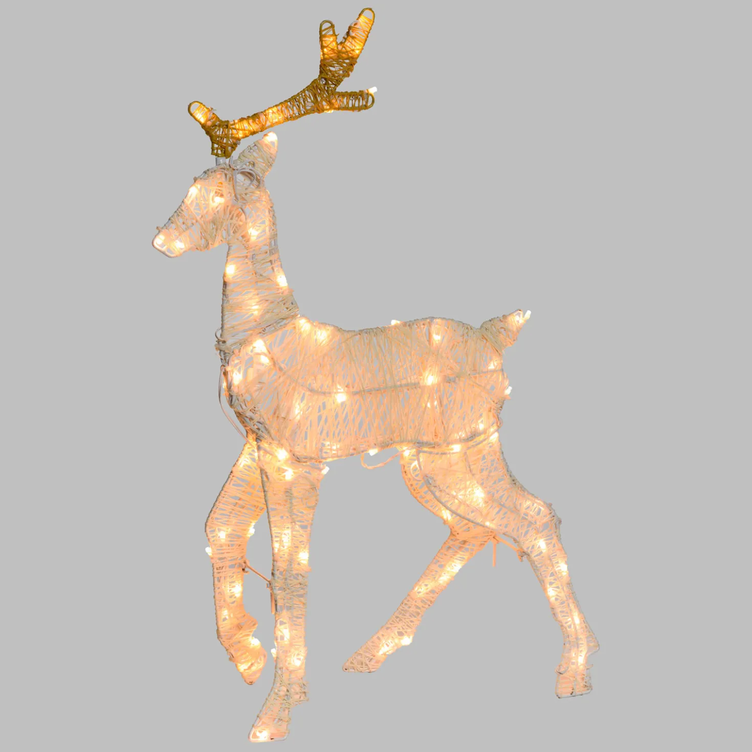 Renna 2D crema e marrone 72 cm, led bianco extra caldo