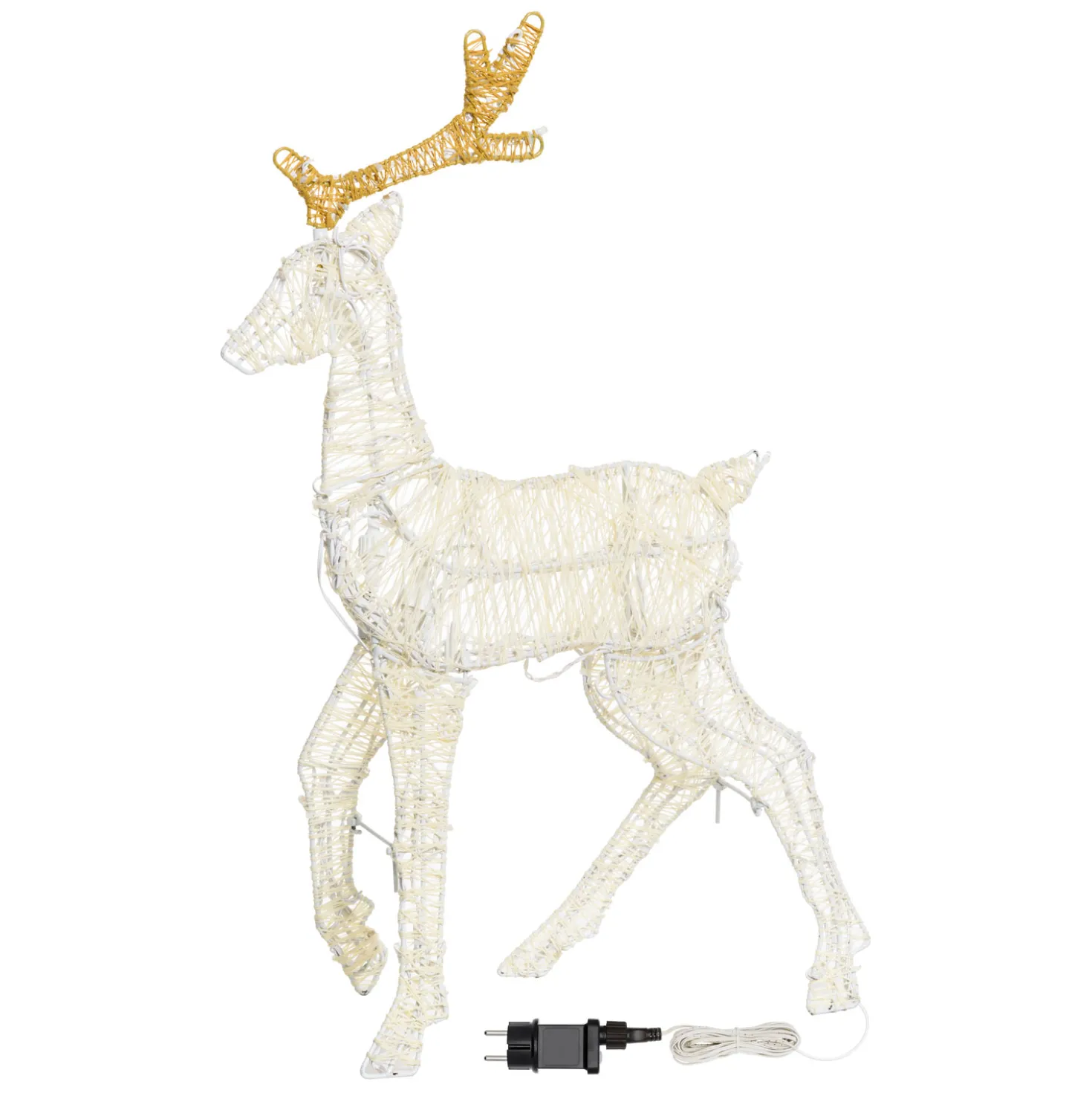 Renna 2D crema e marrone 72 cm, led bianco extra caldo