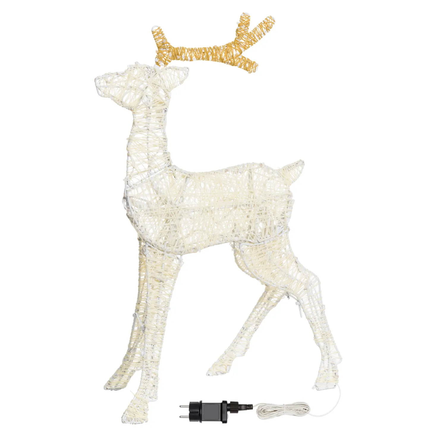 Renna 2D crema e marrone 67 cm, led bianco extra caldo