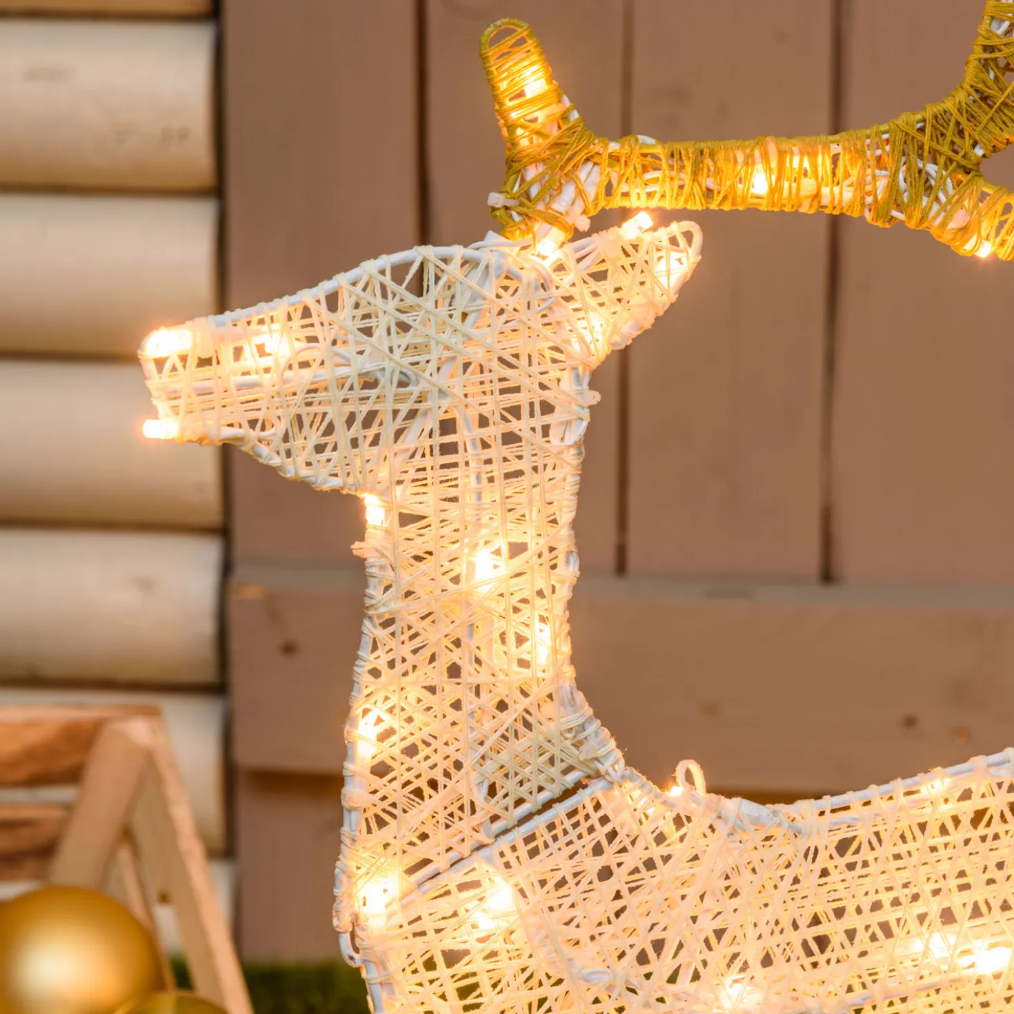 Renna 2D crema e marrone 67 cm, led bianco extra caldo