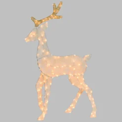 Renna 2D crema e marrone h 143 cm, led bianco extra caldo