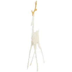 Renna 2D crema e marrone h 143 cm, led bianco extra caldo