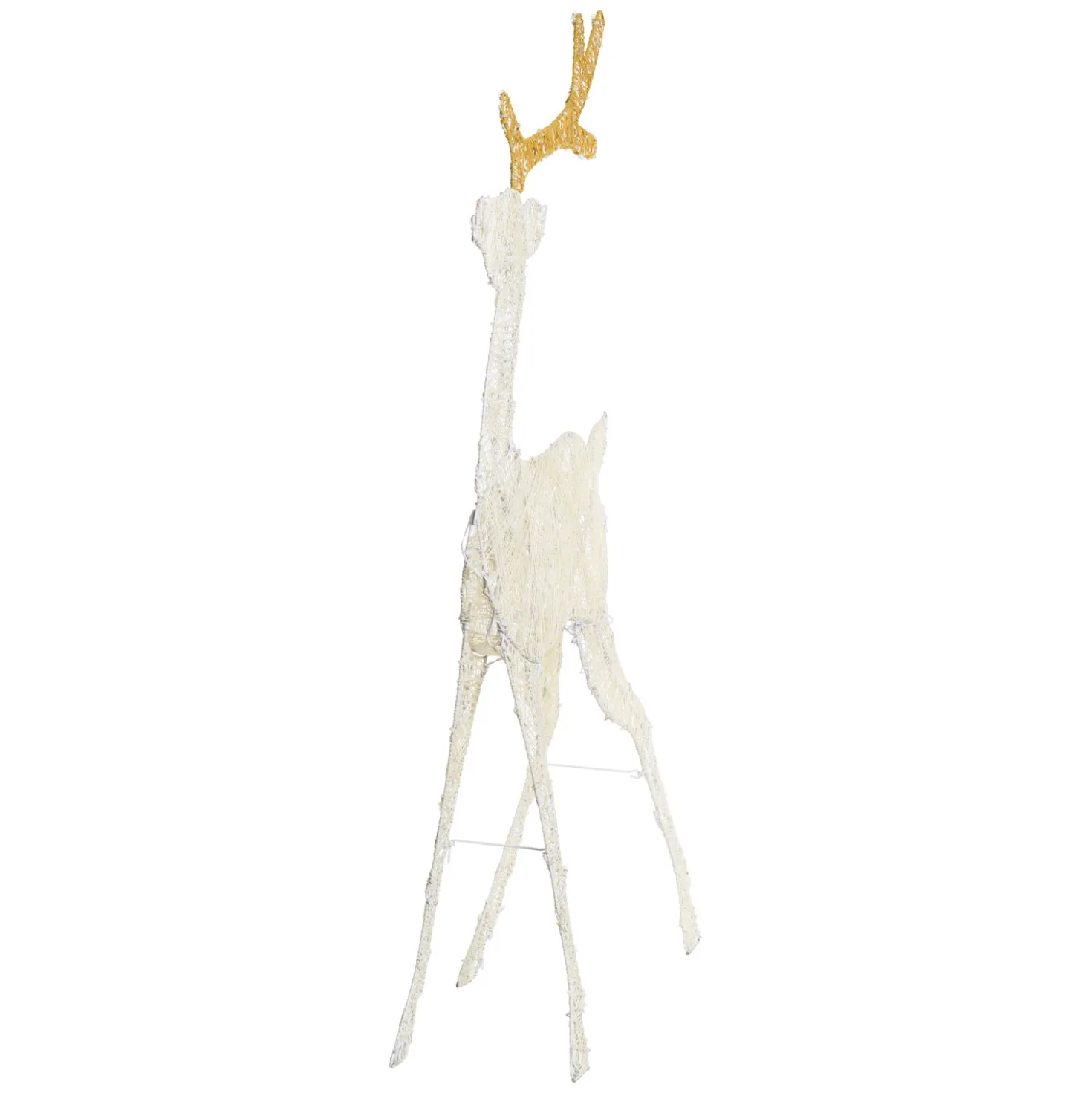 Renna 2D crema e marrone h 137 cm, led bianco extra caldo