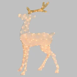 Renna 2D crema e marrone h 137 cm, led bianco extra caldo