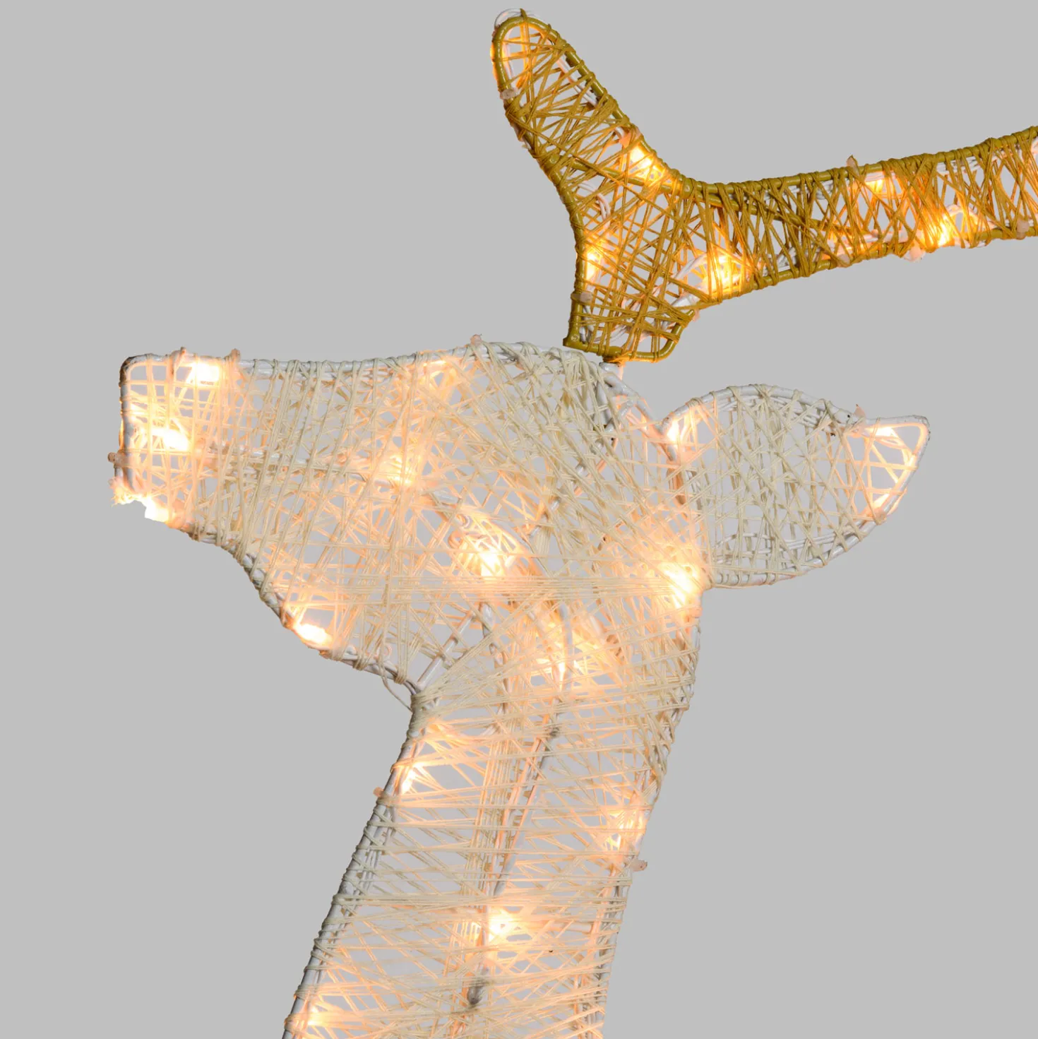 Renna 2D crema e marrone h 137 cm, led bianco extra caldo