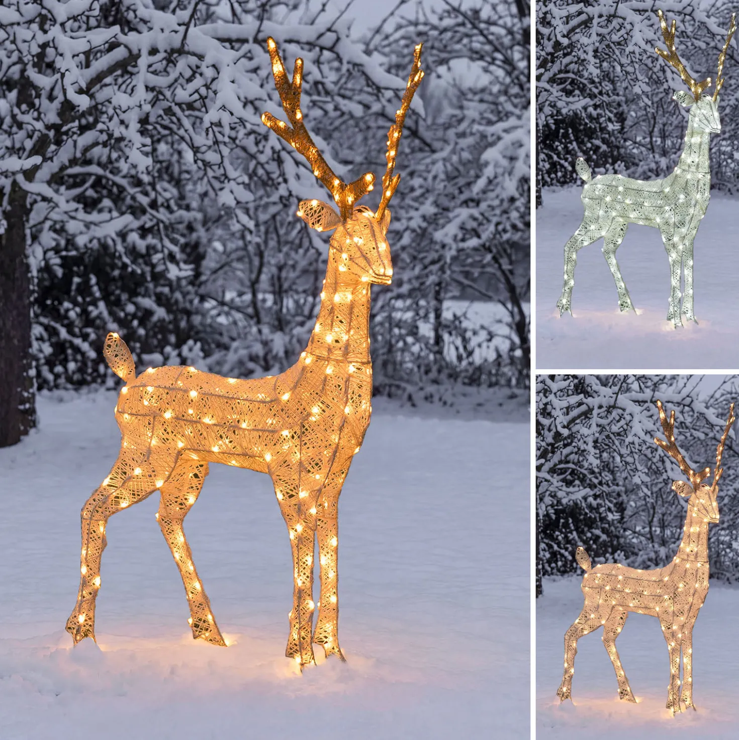Renna 3D Light Cream & Brown, h 105 cm, 200 Dual LED bianco extra caldo e bianco freddo