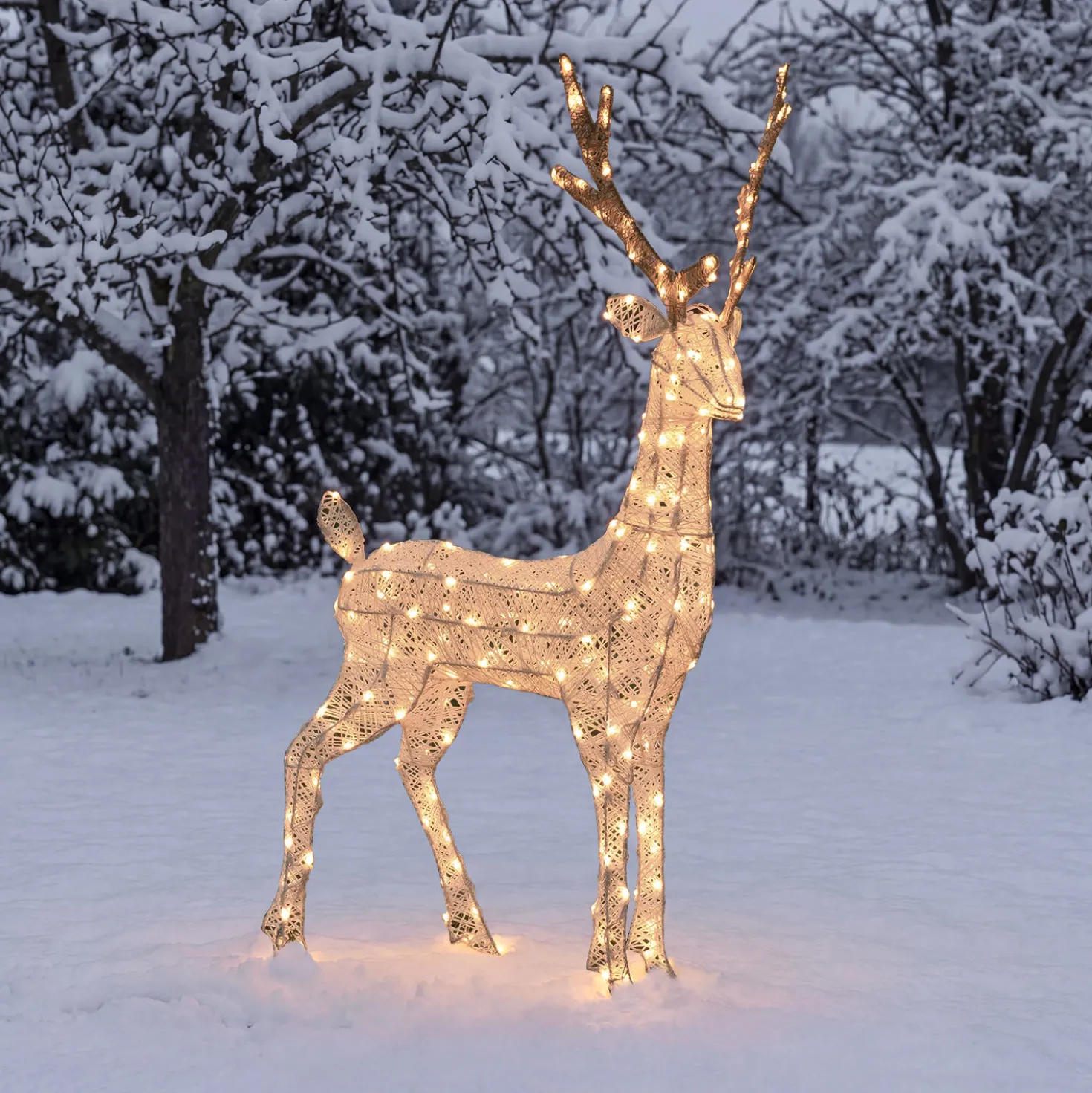 Renna 3D Light Cream & Brown, h 105 cm, 200 Dual LED bianco extra caldo e bianco freddo