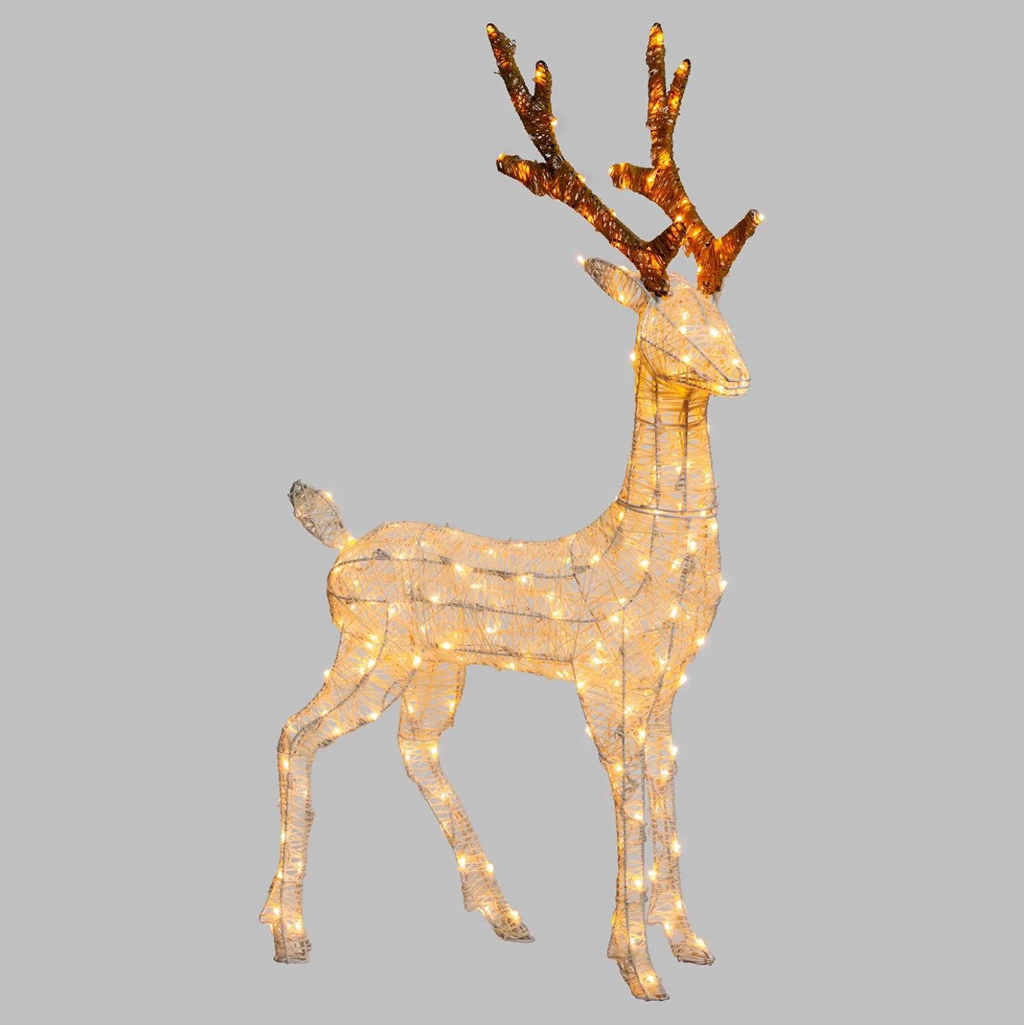 Renna 3D Light Cream & Brown, h 105 cm, 200 Dual LED bianco extra caldo e bianco freddo