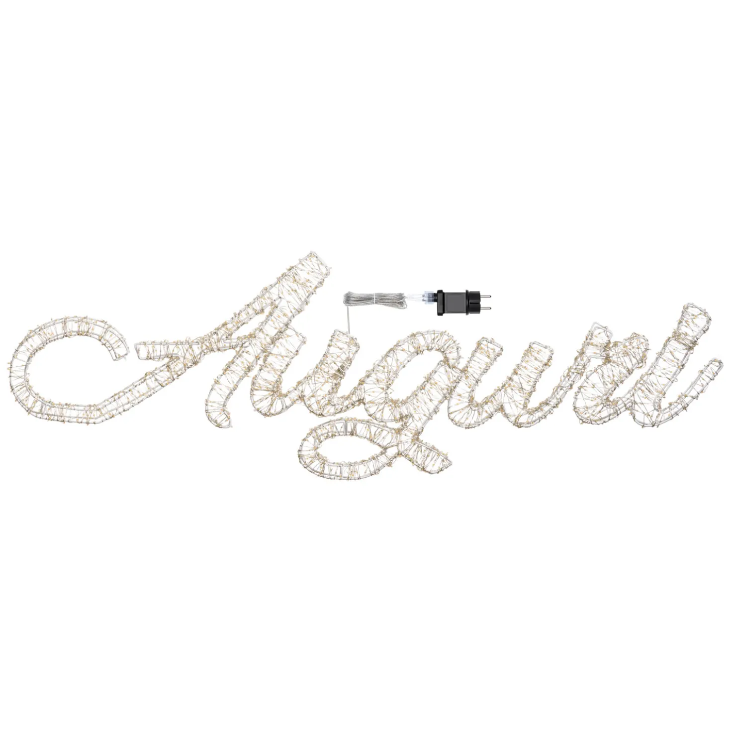 Scritta Auguri 3D, 115 x h 37 cm, 2000 microled bianco caldo e freddo, uso esterno