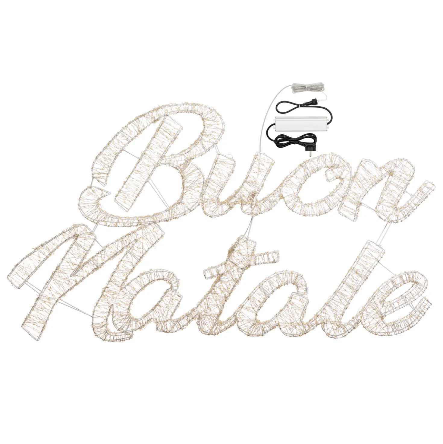 Scritta Buon Natale 3D, 135 x h 75 cm, 6500 microled bianco caldo e freddo, uso esterno