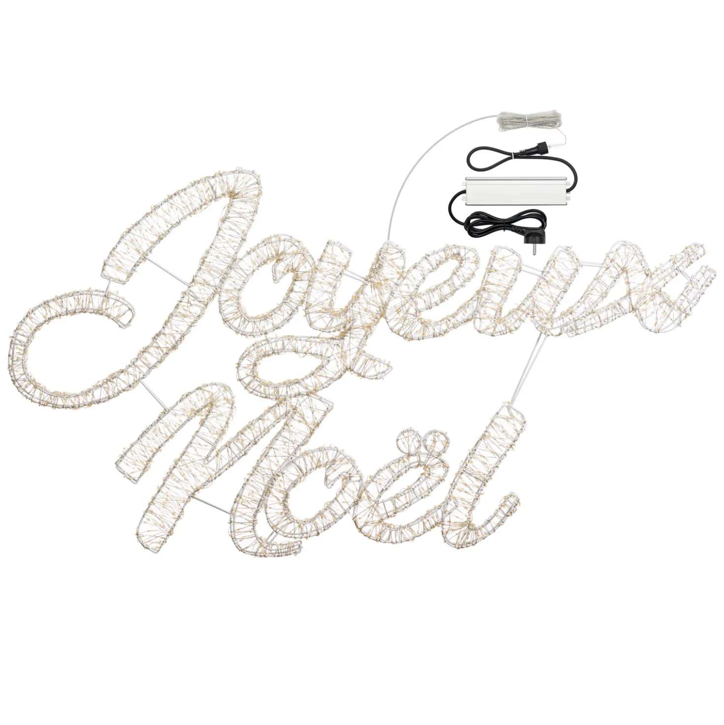 Scritta Joyeux Noel 3D, 115 x h. 65 cm, 3500 microled bianco caldo e freddo, uso esterno