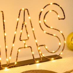 Scritta luminosa led XMAS color rame, bianco caldo