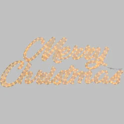 Scritta Merry Christmas 3D Light Cream & Brown, h. 45 cm, 320 Led bianco extra caldo