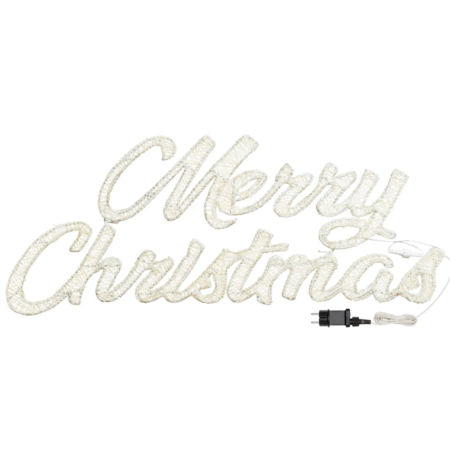 Scritta Merry Christmas 3D Light Cream & Brown, h. 37 cm, 214 Led bianco extra caldo