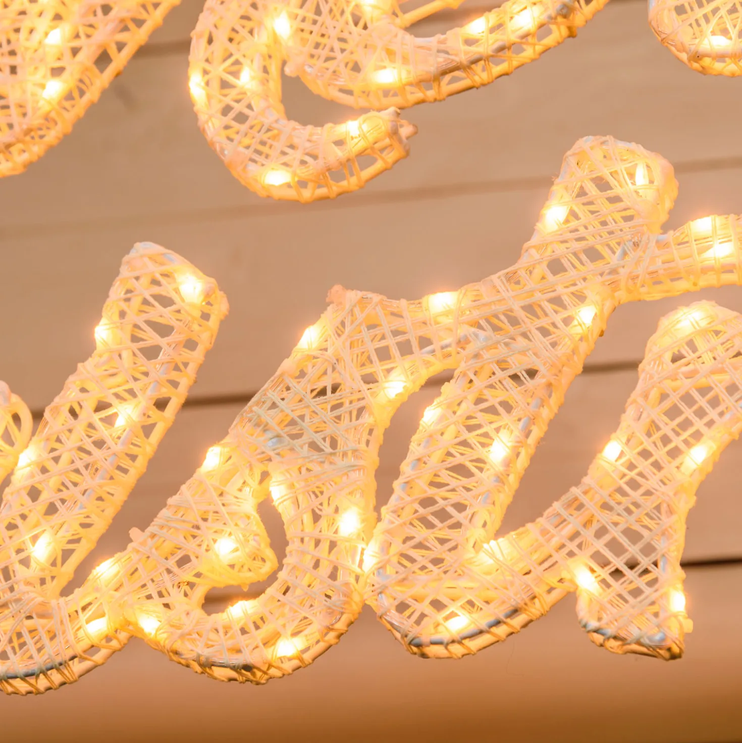 Scritta Merry Christmas 3D Light Cream & Brown, h. 37 cm, 214 Led bianco extra caldo