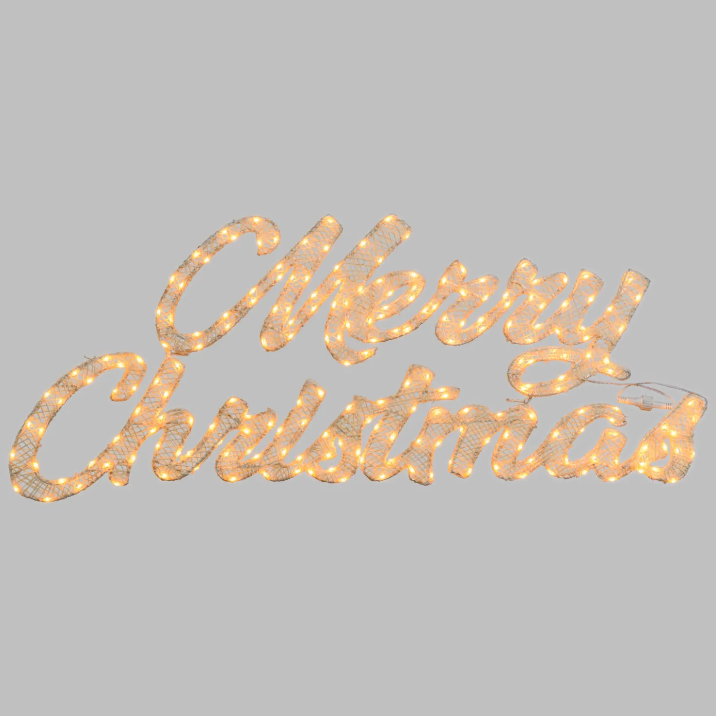 Scritta Merry Christmas 3D Light Cream & Brown, h. 37 cm, 214 Led bianco extra caldo
