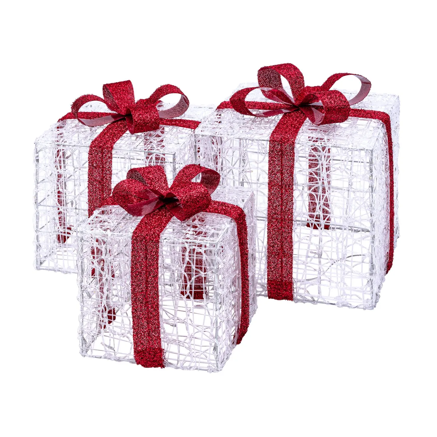 Set 3 Pacchi Regalo in acrilico, 240 Dual Color LED bianco caldo e bianco freddo