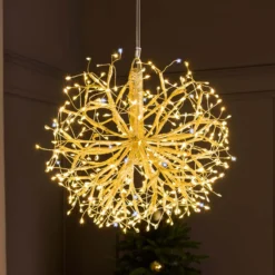 Sfera RICCO con rami champagne, Ø 30 cm, 384 microled bianco caldo e bianco freddo, uso interno