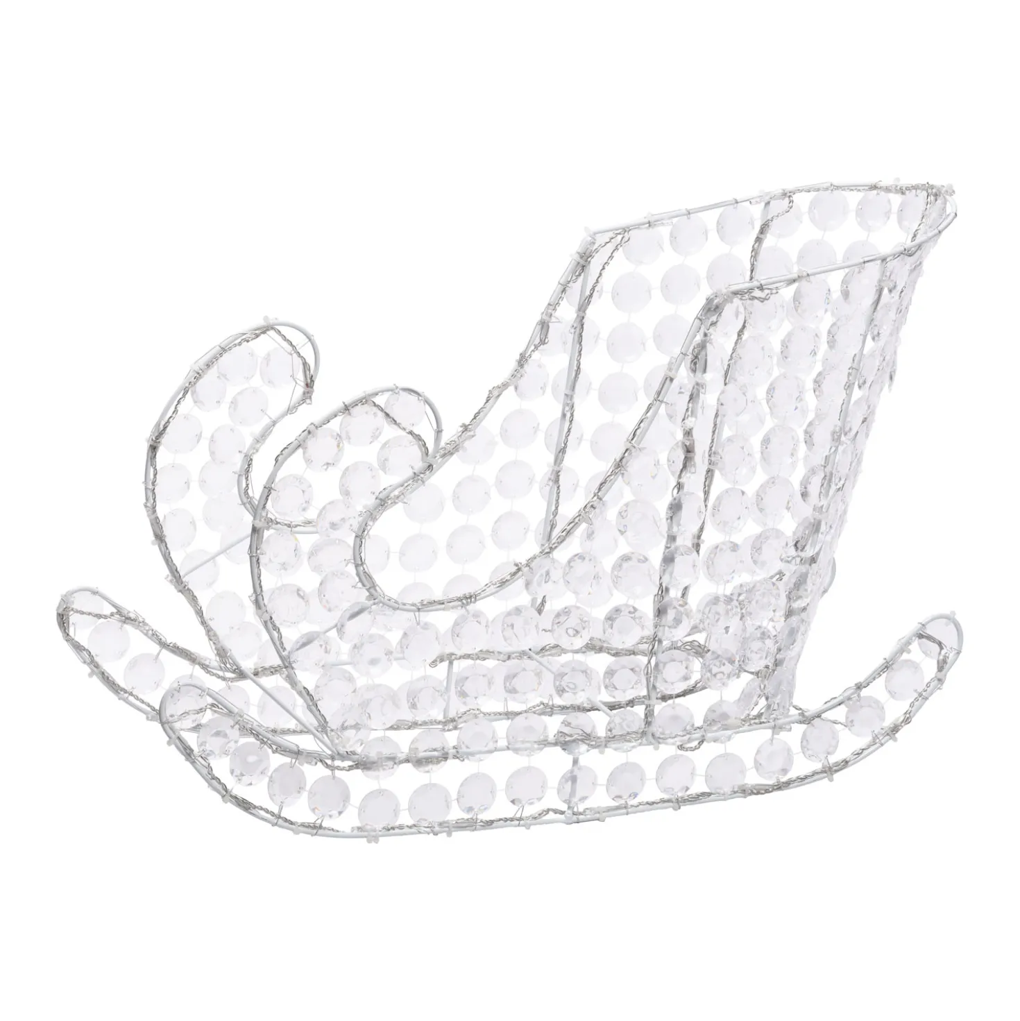 Slitta luminosa con cristalli trasparenti, led bianco freddo