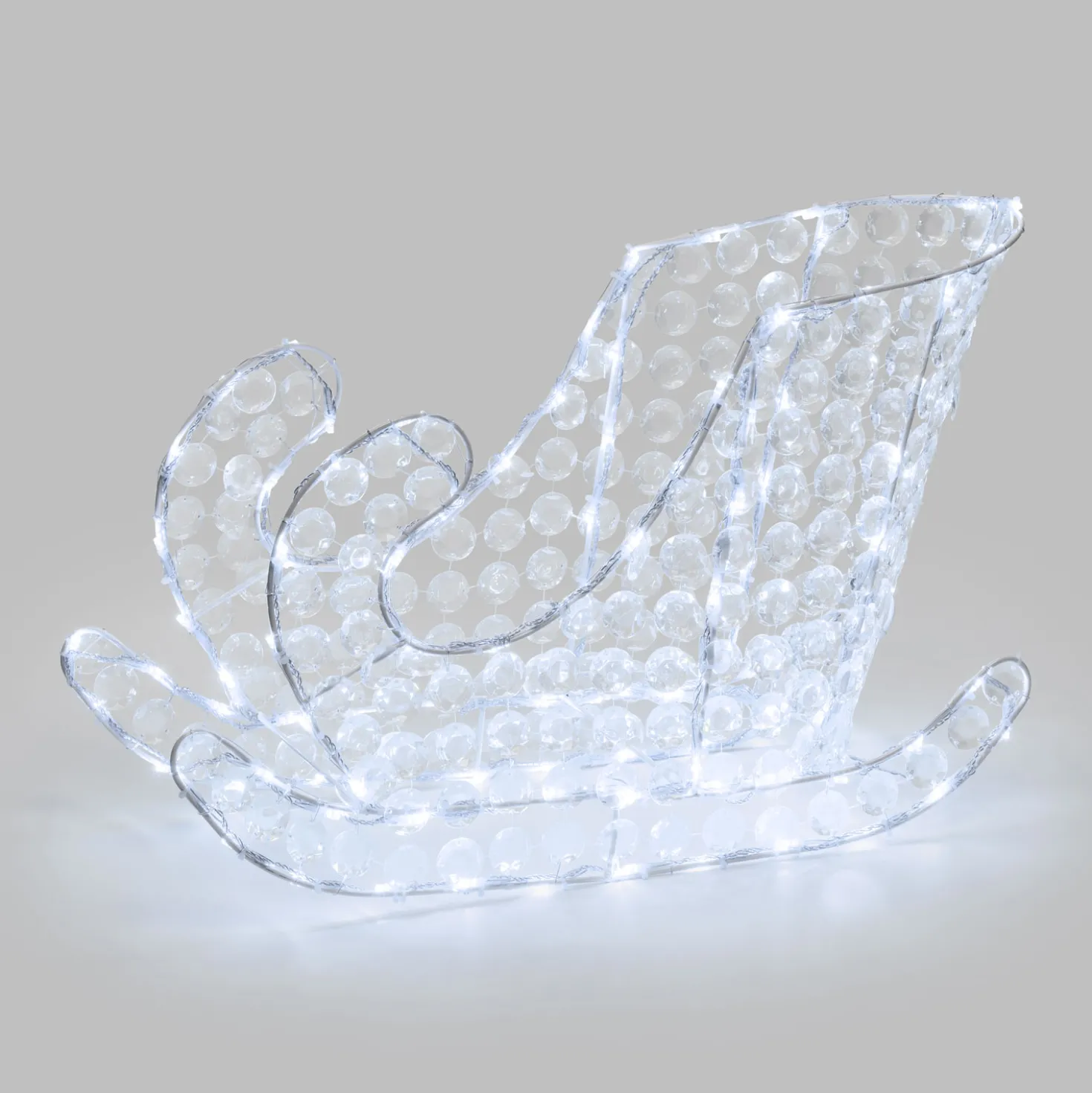 Slitta luminosa con cristalli trasparenti, led bianco freddo