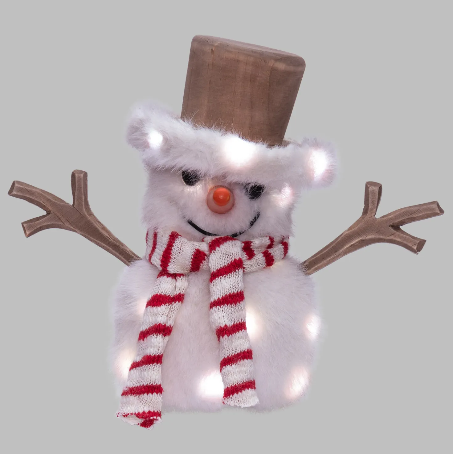SnowPazzo luminoso 3D in legno a batteria, h 20 cm, Dual Color MicroLED bianco caldo e bianco freddo, uso interno