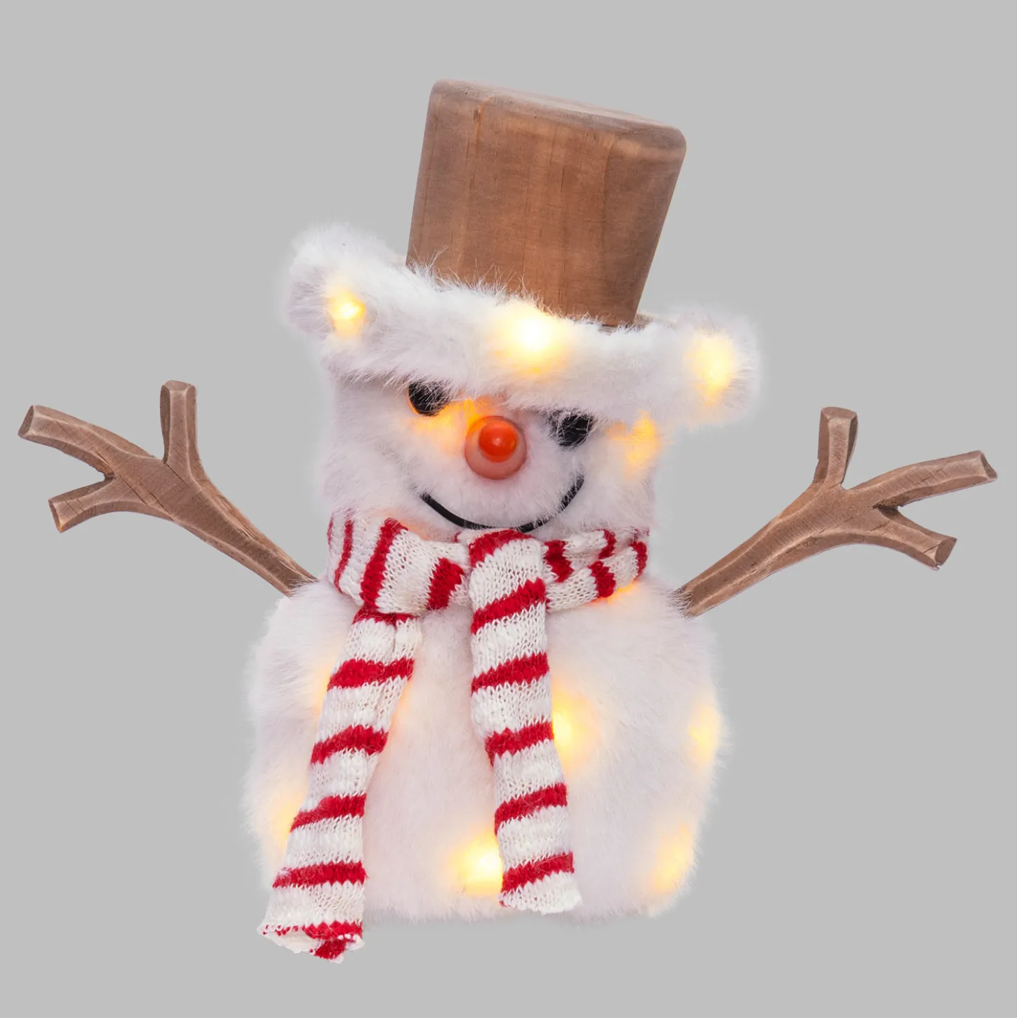 SnowPazzo luminoso 3D in legno a batteria, h 20 cm, Dual Color MicroLED bianco caldo e bianco freddo, uso interno