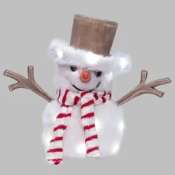 SnowPazzo luminoso 3D in legno a batteria, h 20 cm, Dual Color MicroLED bianco caldo e bianco freddo, uso interno
