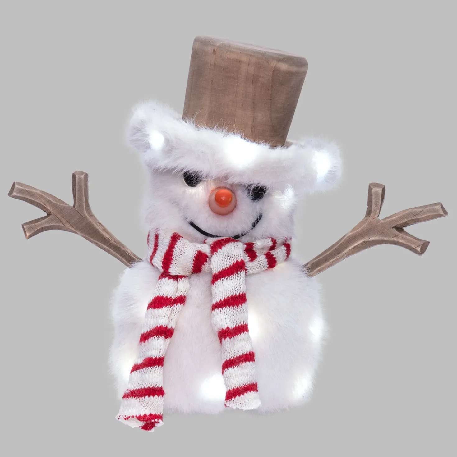 SnowPazzo luminoso 3D in legno a batteria, h 20 cm, Dual Color MicroLED bianco caldo e bianco freddo, uso interno
