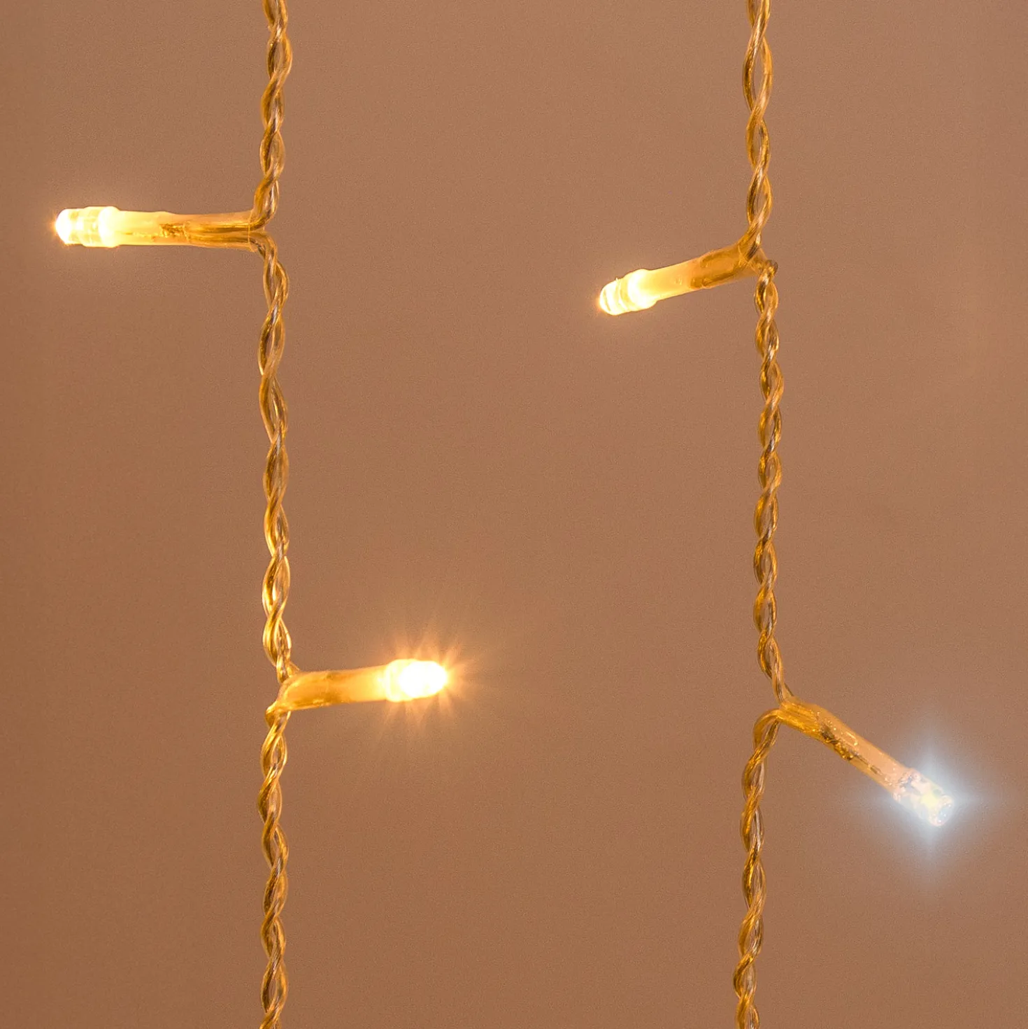 Stalattite Connect+ 2 x h 0,8 m, 140 led bianco caldo e bianco freddo, cavo trasparente, prolungabile