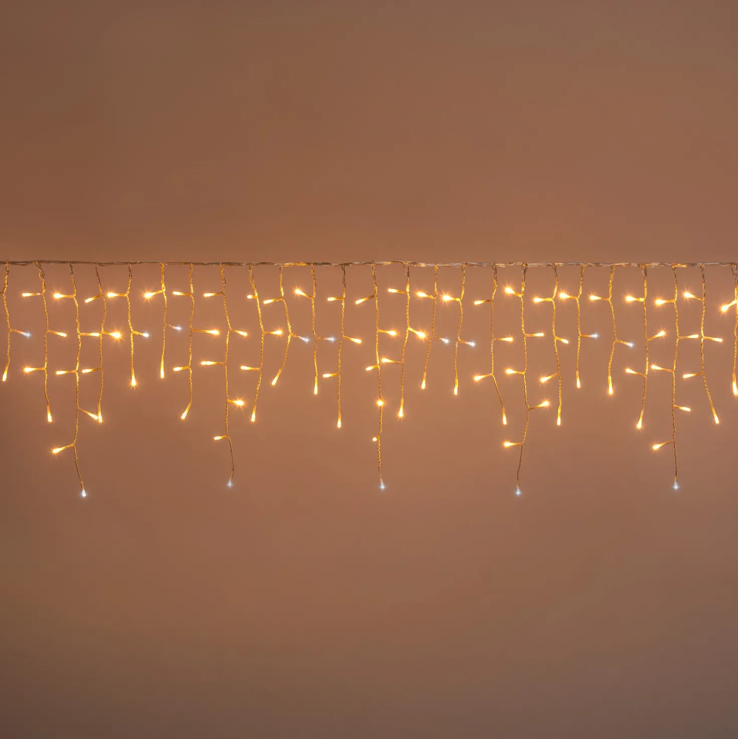 Stalattite Connect+ 5 x h 0,36 m, 400 led bianco caldo e bianco freddo, cavo trasparente, prolungabile